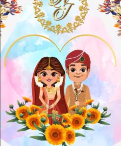 Beautiful Caricature Theme Punjabi Wedding Celebration Invite Video