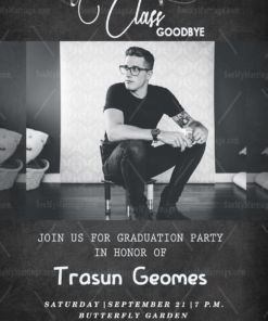 Cool Dude Graduation Party Invitation Card Monochromatic Theme Add-A-photo