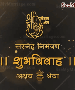 Sparkly Marathi Wedding Invitation Video Golden Ganesha
