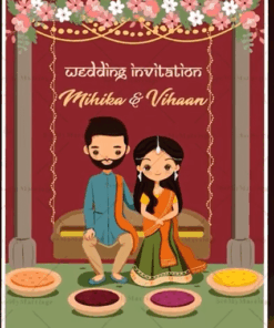 Cute Cartoon Theme Wedding Save The Date Invitation Video Multi Event