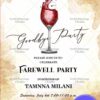 Goodbye Party Invitation Card Cocktail Dinner Red Wine