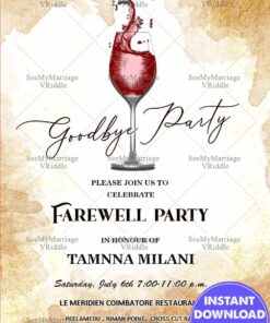 Goodbye Party Invitation Card Cocktail Dinner Red Wine