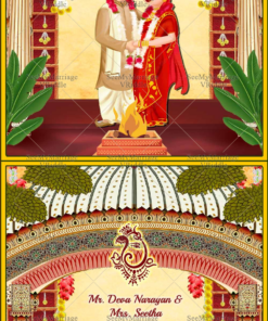 Grand Bengali Wedding Invitation Card Traditional Cartoon Couple