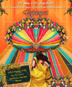 Grand Haldi Ceremony Invitation Card Multicolour Floral Decor