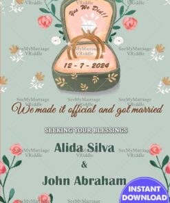 Vintage Ring Box Wedding Announcement Floral Green Theme