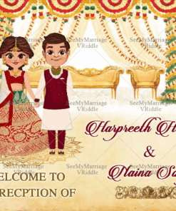 Wedding Banner Indian Couple Cartoon Grand Floral decor