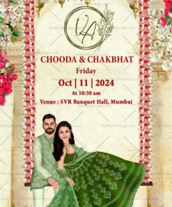 Caricature Style Chooda Chakbhat Invitation Card