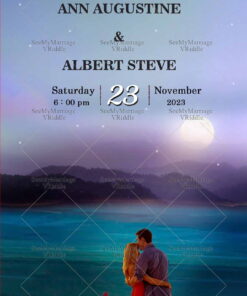 Sunset Love Wedding Invitation Card Picturesque Blue Theme