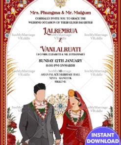 Modern Sikkimese Wedding Invitation Card Traditional Red