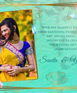 Add Photo Wedding Invitation Video Aqua Marine Green Theme Floral