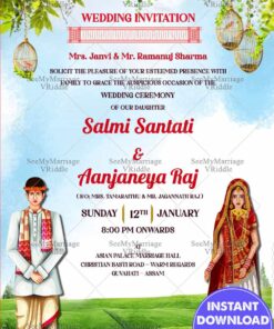 Traditional Assamese Wedding Invitation Card Modern Backdrop