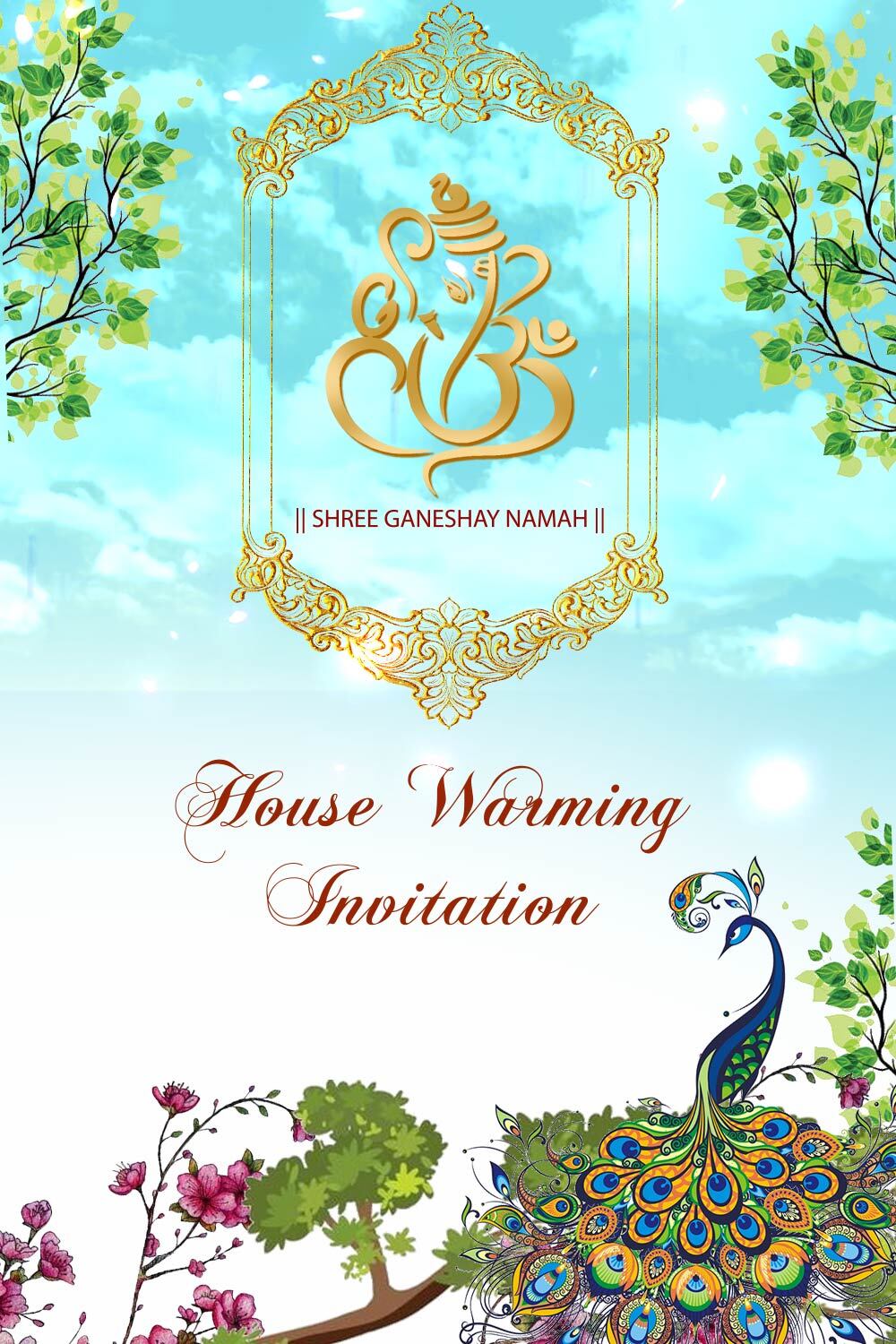 Blue Sky Housewarming Invitation Video Peacocks Flying Birds