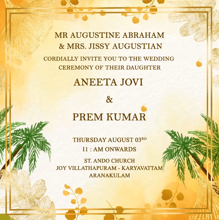 Kerala Christian Wedding Invitation Video Serene Sunset Scenery