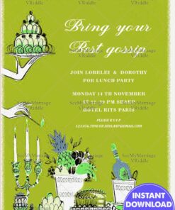 Lime Green Lunch Party Invitation Card Hospitable Hostess