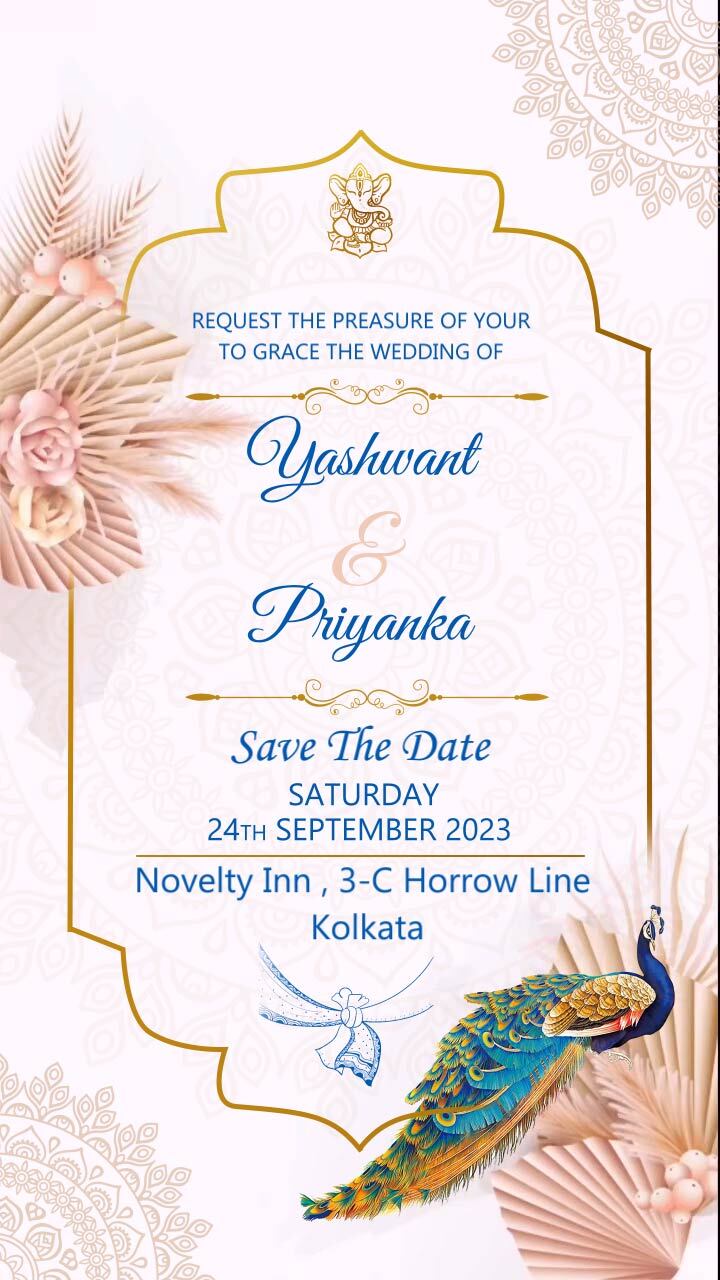 Musical Save The Date Wedding Invitation Video Majestic Peacock White Theme