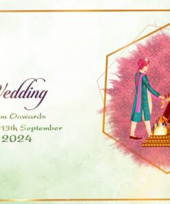 Pastel Green Wedding Invitation Video Couple Illustration Add Photo