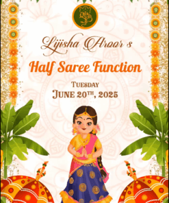 Add Photo Halfsaree Invitation Video Cute Traditional Cartoon Girl