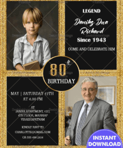 Black Gold 80th Birthday Invitation Legend Celebrations