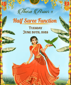 Dancing Girl Halfsaree Invitation Video Cute Green Parrot Add Photo
