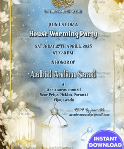 Modern Muslim Housewarming Invitation Card Auspicious Persian Lamps