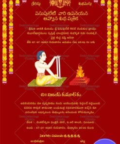 Telugu Traditional Thread Ceremony Invitation Card Janeu Red Theme