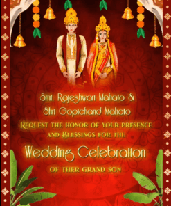 Traditional Red Odia Wedding Invitation Video Add Photo