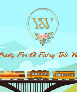 Couple Caricature Story Wedding Invitation Video Fun Train Theme
