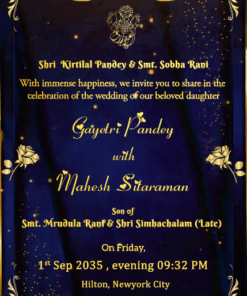 Grand Traditional Wedding Invitation Video Gold Royal Blue
