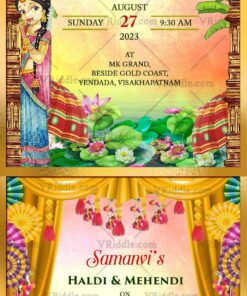South Indian Half Saree Invitation with Haldi and Mehendi