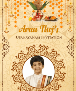 Traditional Cream Theme Upanayanam Invitation Video Pious Havan Add Photo