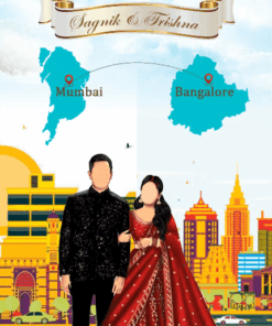 Two States Theme Wedding Invitation Video Love Modern Illustrations