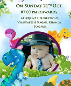Dino theme Birthday Invitation with Add Photo