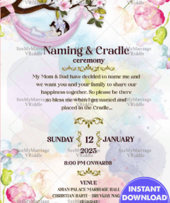 Modern Cradle theme Naming Ceremony Invitation