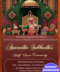 Princess Throne Half Saree Invitation - The Royal Affair