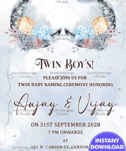 Twin Boys Naming Ceremony Invitation Card