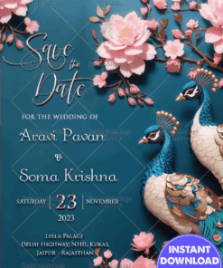 Cherry Blossoms Peacock Save the Date Invitations