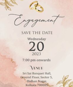 Beige and Gold Floral Engagement Invitation