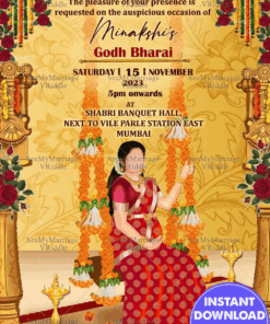 Mom On Swing Traditional Caricature Rose Theme Godh Bharai Invitation
