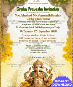 Grand Ganesha Yellow florals housewarming invitation