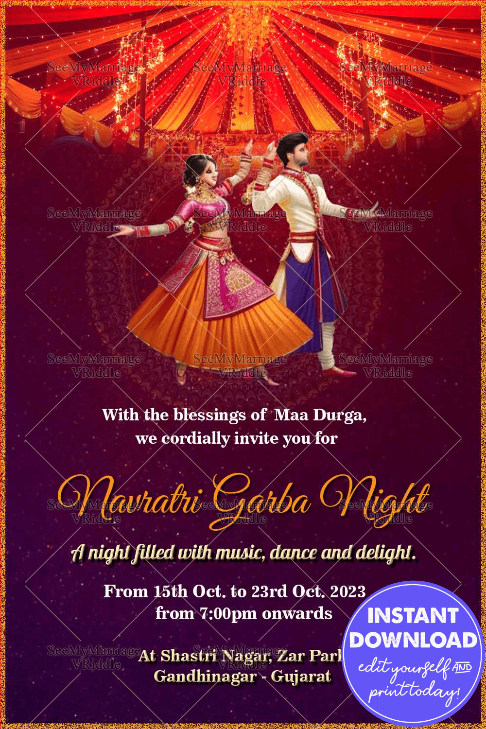 Rhythmic Heartbeat - A Dandiya Night Invitation