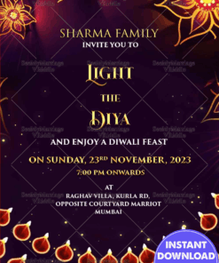 Light the Diya Diwali Celebration Invitation Violet