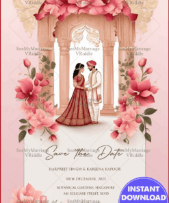 Pastel Love - North Indian Save the Date in Shades of Pink