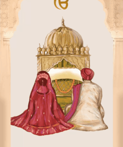 Pastel theme Gurudwara theme Sikh Anand Karaj Invitation