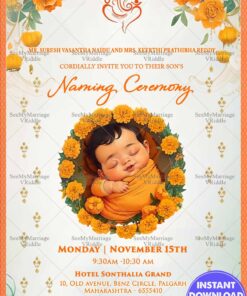 Oranges and Marigold - Naming Ceremony Theme Invitation