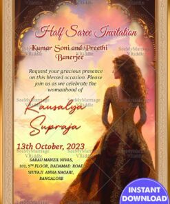 Sunset Radiance: Half Saree Celebration Invitation