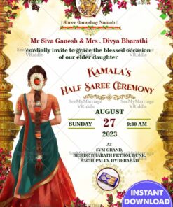 Celebrating Tradition: Half Saree Ceremony Invitation