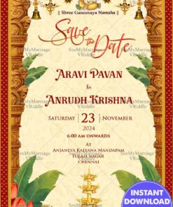 Traditional Indian Save The Date Wedding Invitation In Cream Color