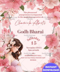 Blooming Flower Mom Baby Shower Invitation Card In Pink Theme