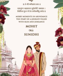 Symphony of North Indian Wedding, Peacock theme, Invitation with Baraat, Wedding and Reception events