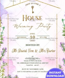 Blooming Beginnings: Minimalist Housewarming Invitation Card